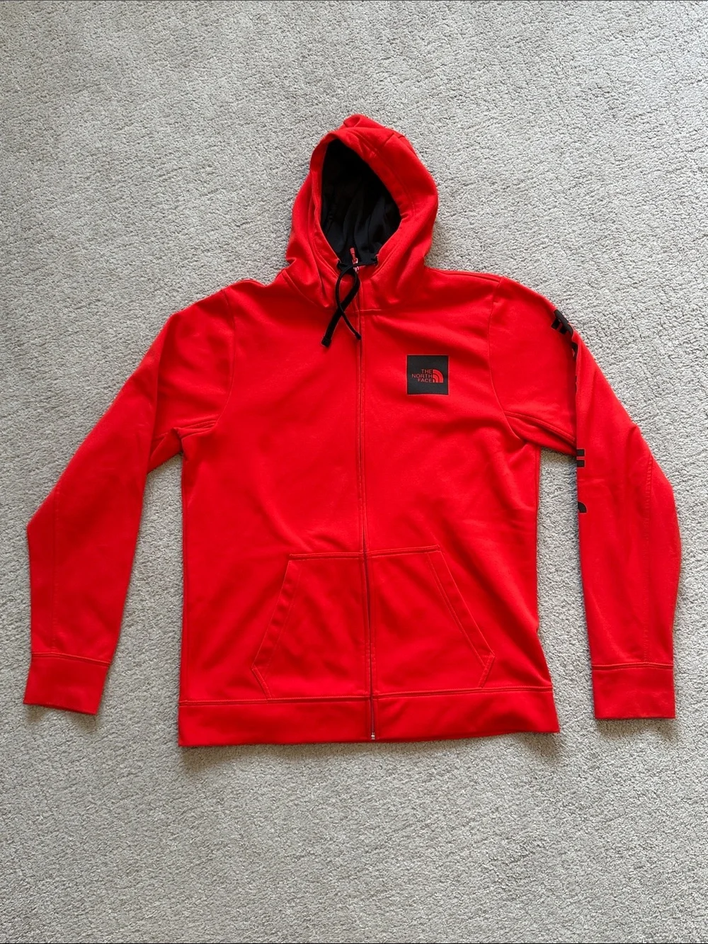 The North Face Red Full Zip Streetwear Style Hoody - Large